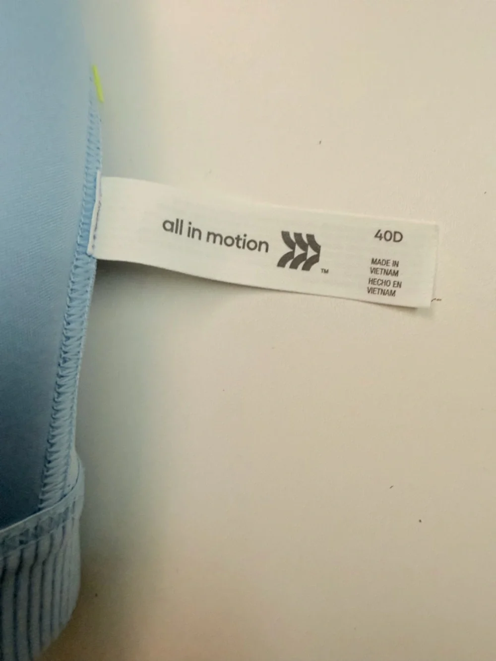 All In Motion Sports Bra High Support Impact Front Closure Zip Light Baby Blue